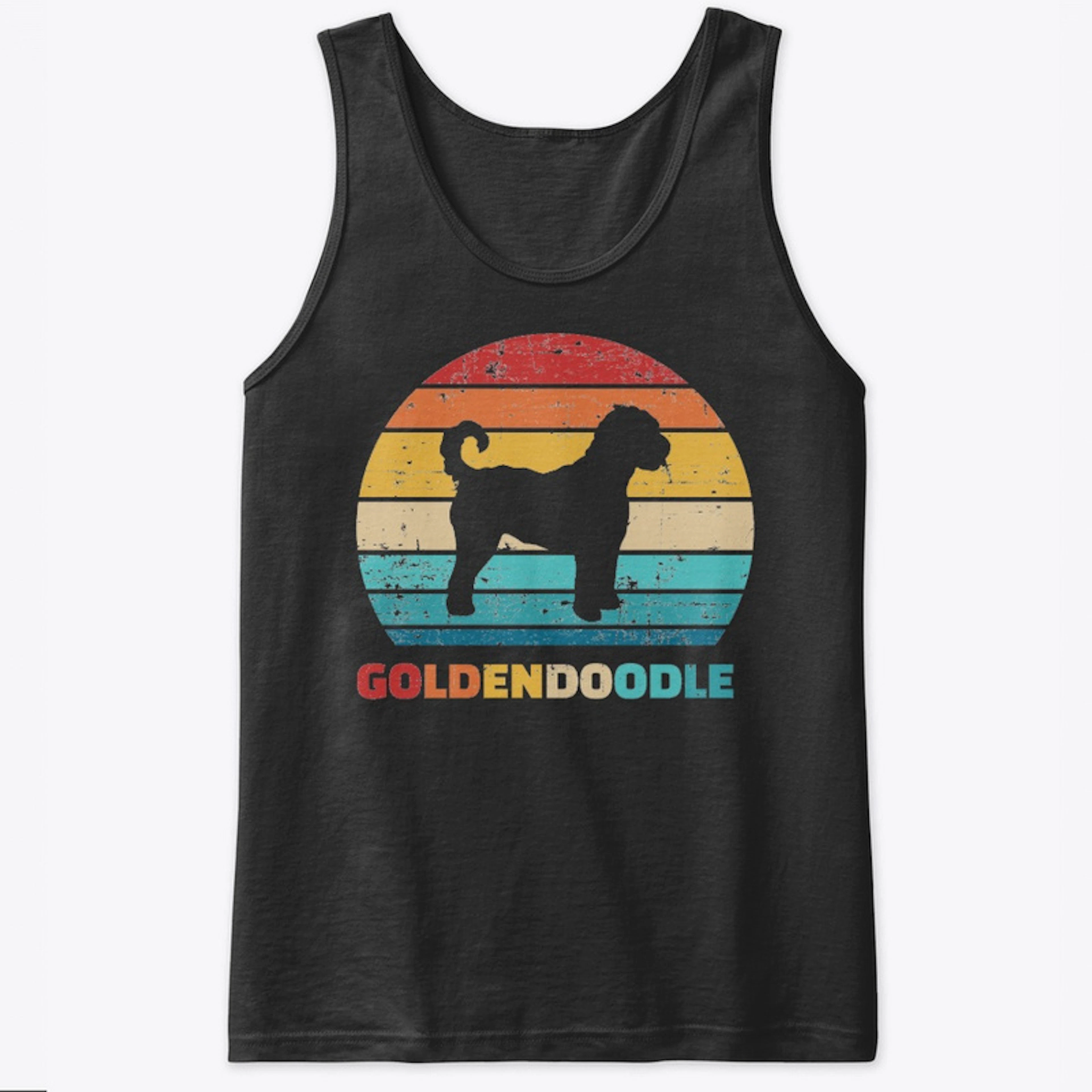 Retro Sunset Goldendoodle Dog 