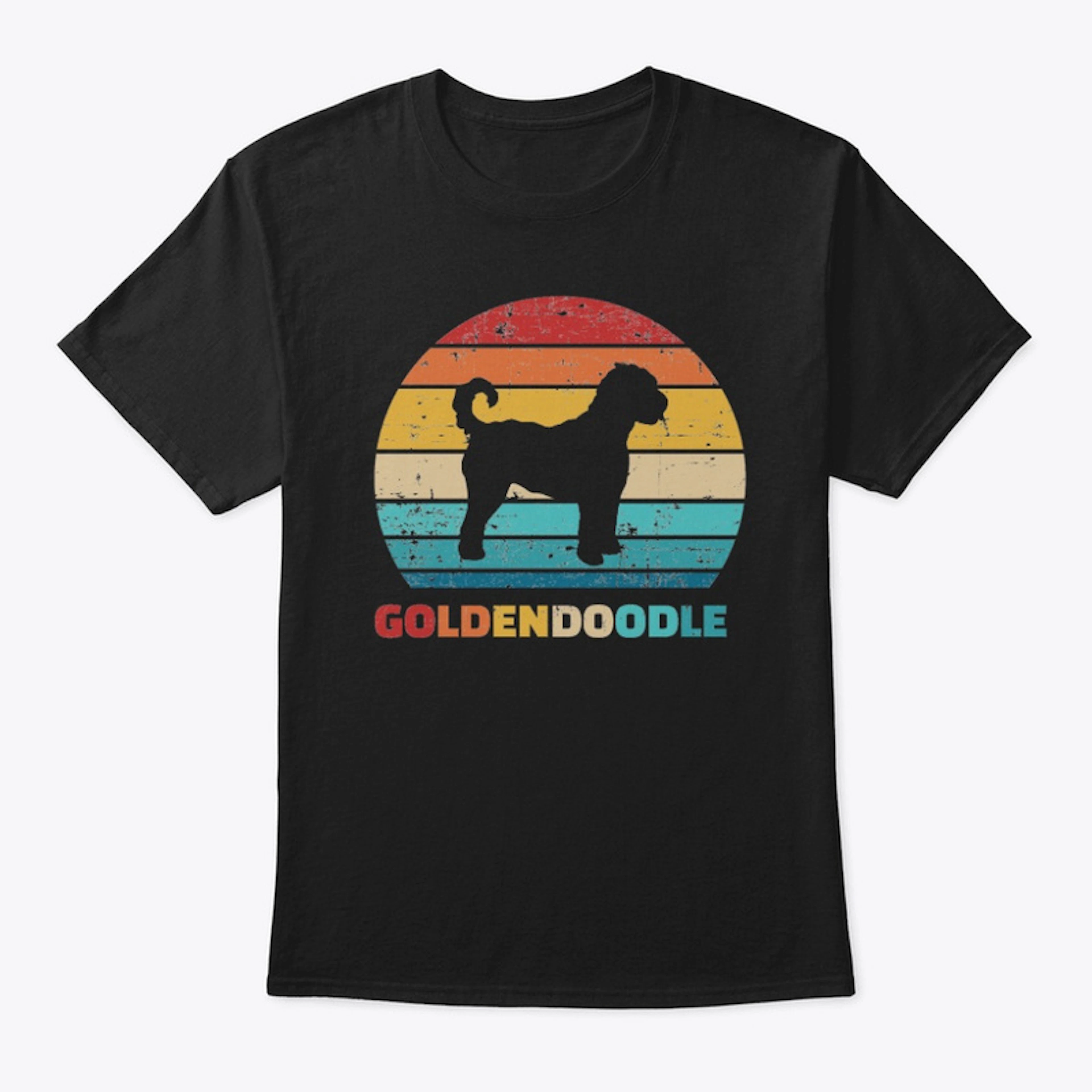 Retro Sunset Goldendoodle Dog 